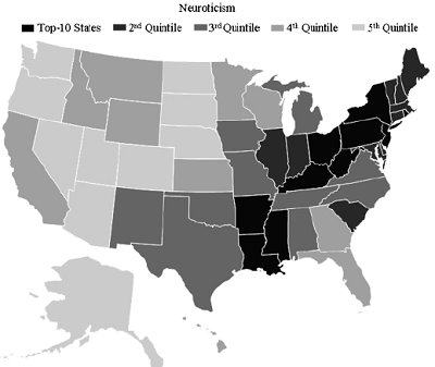 Personality map neuroticism