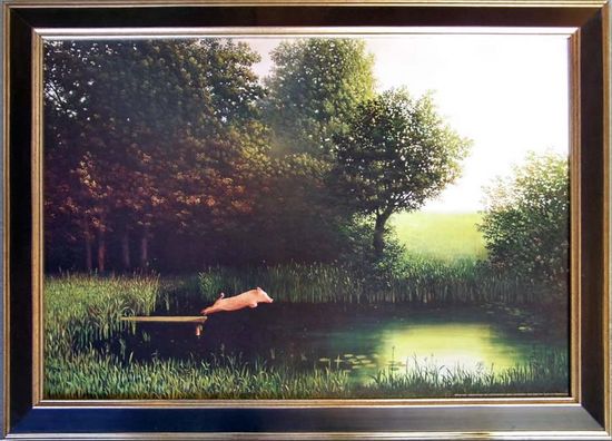 Sowa Kohler's Pig FRAMED Michael Sowa poster diving pig - eBay (item 360138578841 end time Jun-05-10 15:40:49 PDT)_1274901756069