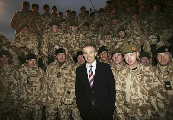 Tony Blair Meets With British Troops in Basra