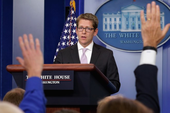 Jay Carney Briefs The Media At The White House