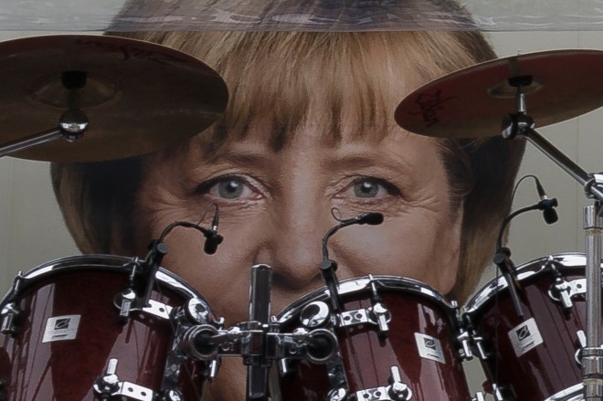 Angela Merkel Campaigns In Dresden