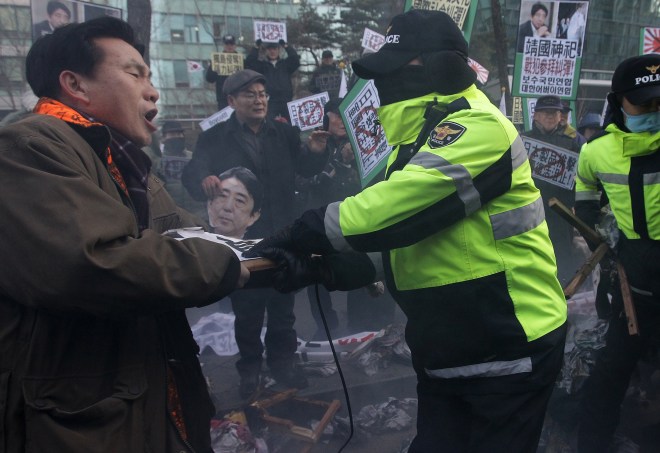 Anti-Japan Protestors Rally In Seoul Against Japan PM Abe's Visit To Yasukuni Shrine