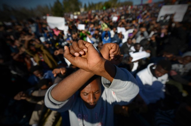 African migrants rally outside the Knesset