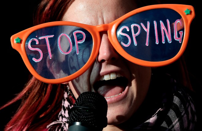Activists Protest Outside Justice Dep't During Obama Speech On NSA Reforms