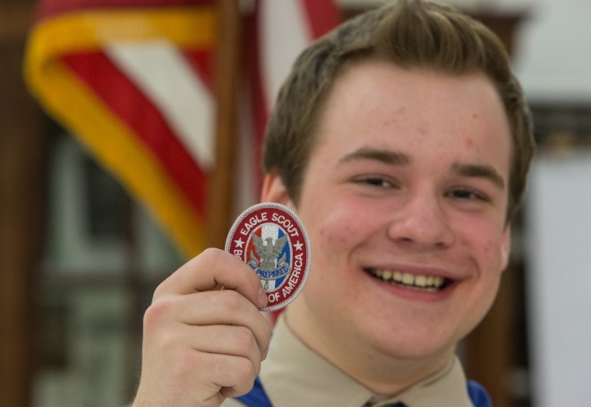 Pascal Tessier a gay scout receives Eagle scout badge