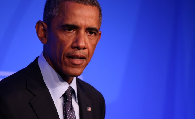 US President Barack Obama holds press conference in Newport