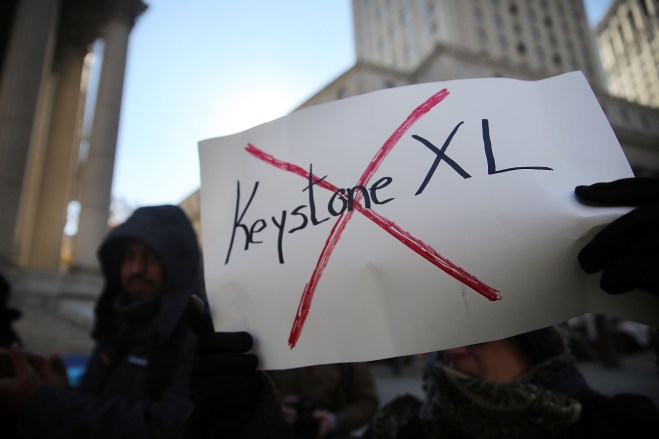Activists In NYC Protest Against Keystone Pipeline Ahead Of Senate Vote