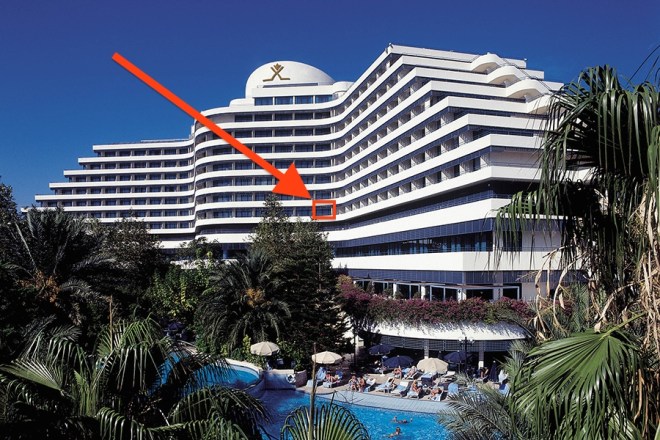 hotel view with label