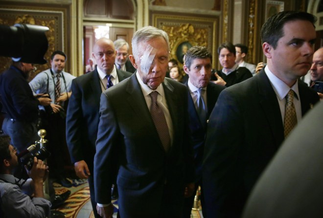 Harry Reid Returns To Capitol Hill After Sports Injury
